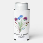 Thistle Paarse bloemenSchotland Waterverf Bruiloft Seltzer Blikjeskoeler (Seltzer Voorkant)