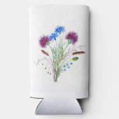 Thistle Paarse bloemenSchotland Waterverf Bruiloft Seltzer Blikjeskoeler (Achterkant)