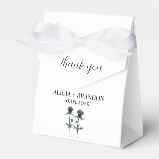 Thistle Paarse Schotse bloemrijke moderne bruiloft Bedankdoosjes (Voorkant Zijde)