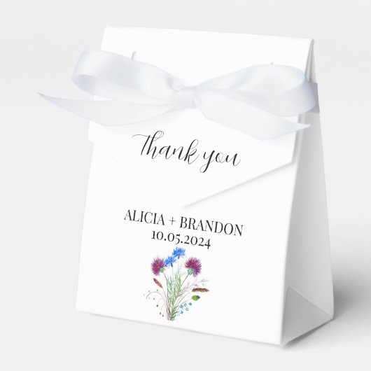 Thistle Paarse Schotse bloemrijke moderne bruiloft Bedankdoosjes (Voorkant Zijde)