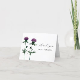 Thistle Paarse Schotse Floral Wedding Dank u Bedankkaart