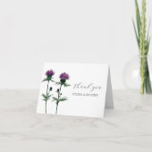 Thistle Paarse Schotse Floral Wedding Dank u Bedankkaart (Voorkant)
