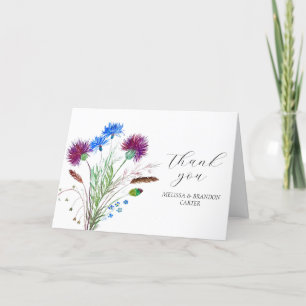 Thistle Paarse Schotse Floral Wedding Dank u Bedankkaart