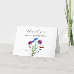 Thistle Paarse Schotse Floral Wedding Dank u Bedankkaart