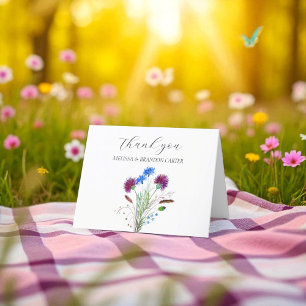 Thistle Paarse Schotse Floral Wedding Dank u Bedankkaart