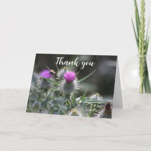 Thistle Paarse Schotse Floral Wedding Dank u Bedankkaart