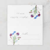 Thistle Paarse Waterverf Bloemen Rustieke Bruiloft Plaatskaartje (Buitenkant ongevouwen)