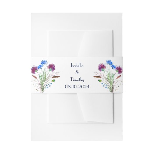Thistle Purple Bloemen Floral Elegant Bruiloft Uitnodigingen Wikkel (Voorkant Voorbeeld)