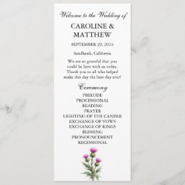 Thistle Purple Floral Elegant Modern Wedding Programmakaart
