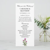 Thistle Purple Floral Elegant Modern Wedding  Programmakaart (Staand voorkant)