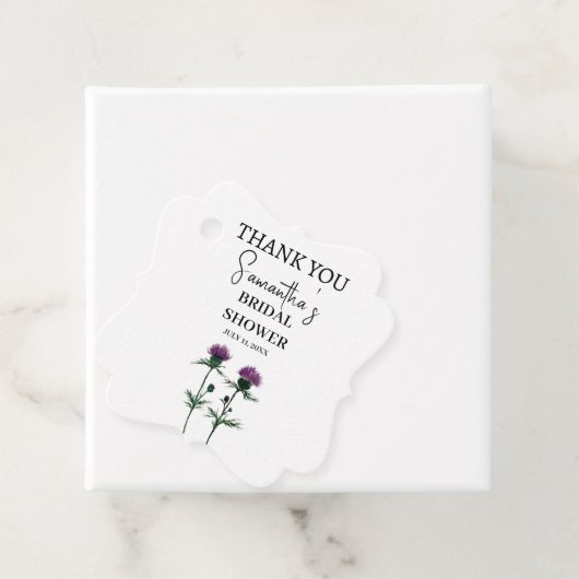 Thistle Purple Flowers Scottish Boho Vrijgezellenf Bedankjes Labels (In situ)