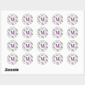 Thistle Purple Monogram Envelope Seal  Ronde Sticker (Vel)