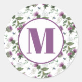 Thistle Purple Monogram Envelope Seal  Ronde Sticker (Voorkant)