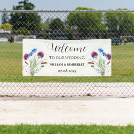 Thistle Schotland Bloemen Rustieke Elegante bruilo Spandoek