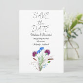 Thistle Schotse Bloemen Rustieke Bruiloft Kaart (Staand voorkant)