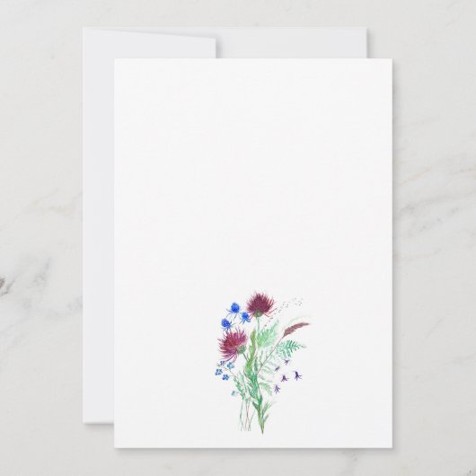 Thistle Schotse Bloemen Rustieke Bruiloft Kaart (Achterkant)