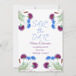Thistle Schotse Bloemen Rustieke Bruiloft Kaart