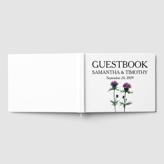 Thistle Schotse Waterverf Bloemen bruiloft Gastenboek (Volledig)
