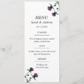 Thistle Scotland Floral Waterverf bruiloft eten Menu (Voorkant)