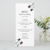 Thistle Scotland Floral Waterverf bruiloft eten Menu (Staand voorkant)