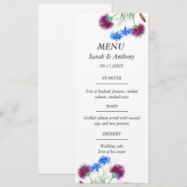 Thistle Scotland Floral Waterverf bruiloft eten Menu