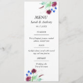 Thistle Scotland Floral Waterverf bruiloft eten Menu (Voorkant)