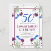 Thistle Scottish 50th Birthday Paarse Floral Kaart (Voorkant)