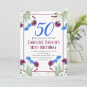 Thistle Scottish 50th Birthday Paarse Floral Kaart (Staand voorkant)