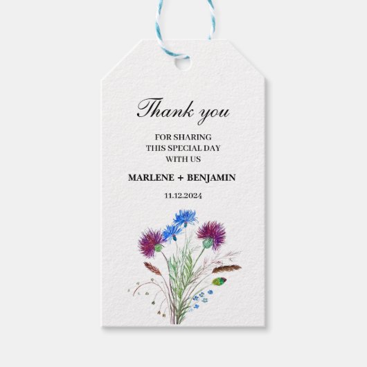 Thistle Scottish Floral Waterverf Flowers Bruiloft Cadeaulabel (Voorkant)