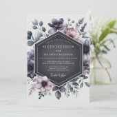Thistle Shadowy Flora Wedding Kaart (Staand voorkant)