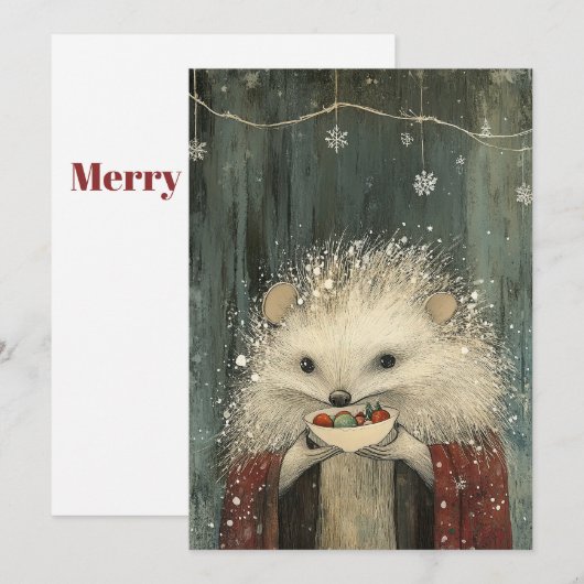 Thistle the Hedgehog | Woodland Whimsy  Feestdagenkaart (Voorkant / Achterkant)