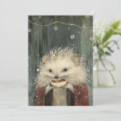 Thistle the Hedgehog | Woodland Whimsy  Feestdagenkaart (Staand voorkant)