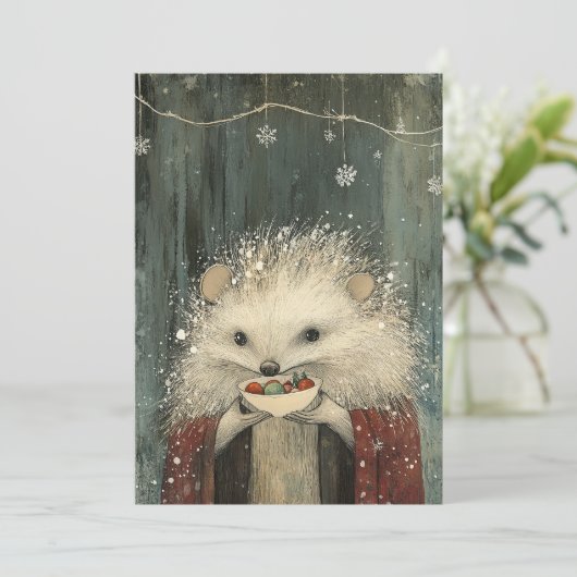 Thistle the Hedgehog | Woodland Whimsy  Feestdagenkaart (Staand voorkant)