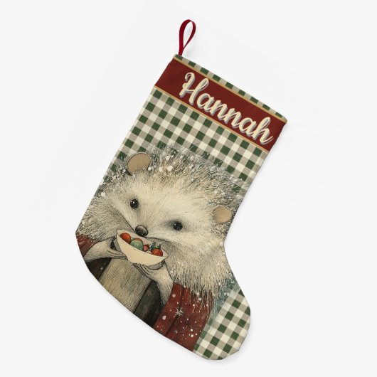 Thistle the Hedgehog | Woodland Whimsy  Kleine Kerstsok (Voorkant (Hangend))