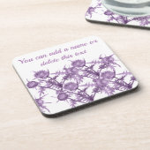 THISTLE violet bloempatroon Bier Onderzetter (Linkerzijde)
