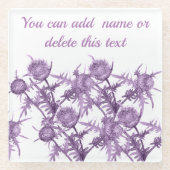 THISTLE violet bloempatroon Glazen Onderzetter (Voorkant)