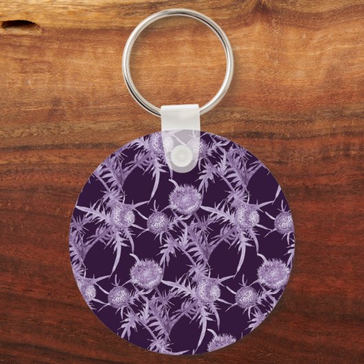 THISTLE violet bloempatroon Sleutelhanger (Voorkant)