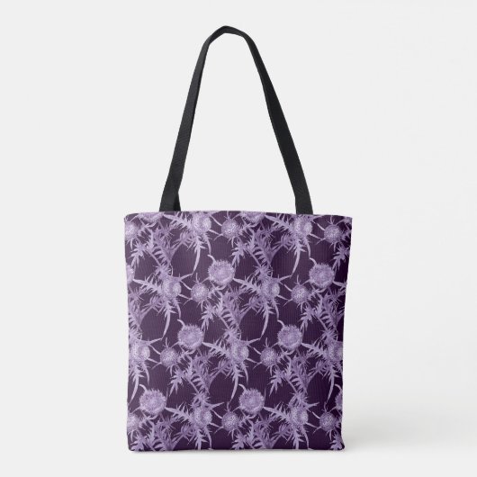 THISTLE violet bloempatroon Tote Bag (Achterkant)