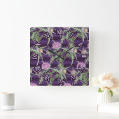 Thistle violet flowers vierkante klok (Huis)