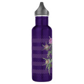 Thistle violette bloemen en paarse strepen waterfles  (Links)