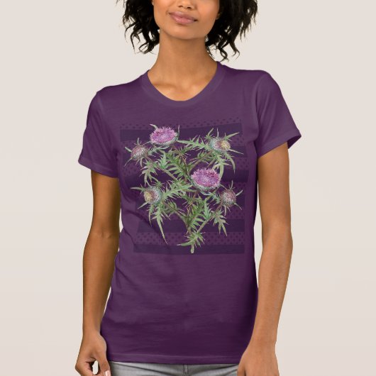 Thistle violette bloemen t-shirt (Voorkant)