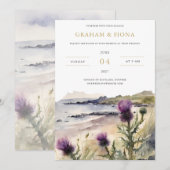 Thistle Watercolor Invitation Kaart (Voorkant / Achterkant)