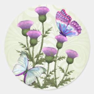 Thistles en Butterflies Ronde Sticker
