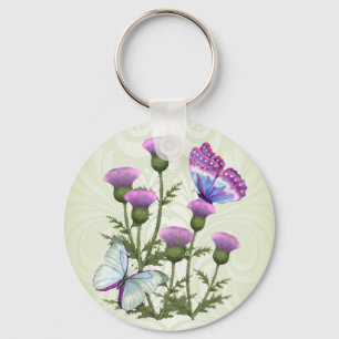 Thistles en Butterflies Sleutelhanger