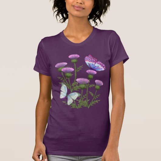 Thistles en Butterflies T-shirt (Voorkant)