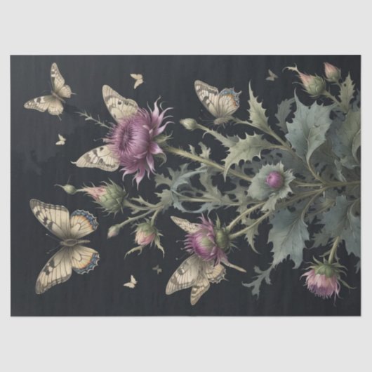 Thistles en Butterflies Tissue Paper Tissuepapier (Voorkant)