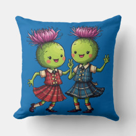 Thistles Wearing Plaid Dancing Scottish Ceilidh Kussen