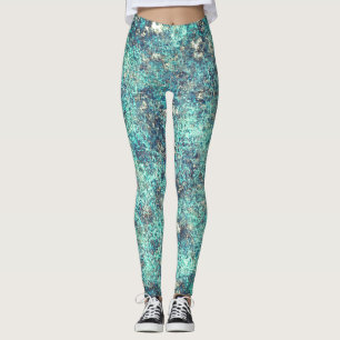 Thoek van draden of sponsachtig cyaan blauw en gri leggings