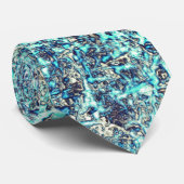 Thoek van draden of sponsachtig cyaan blauw en gri stropdas (Opgerold)