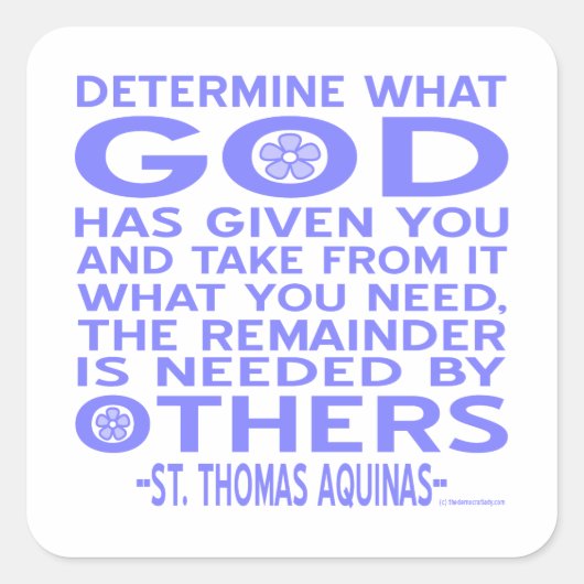 Thomas Aquinas God Gegeven Lichtblauw Vierkante Sticker (Voorkant)